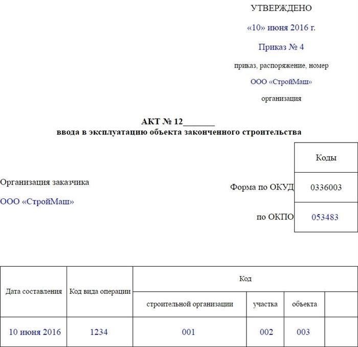 Инструкция по написанию акта ввода в эксплуатацию