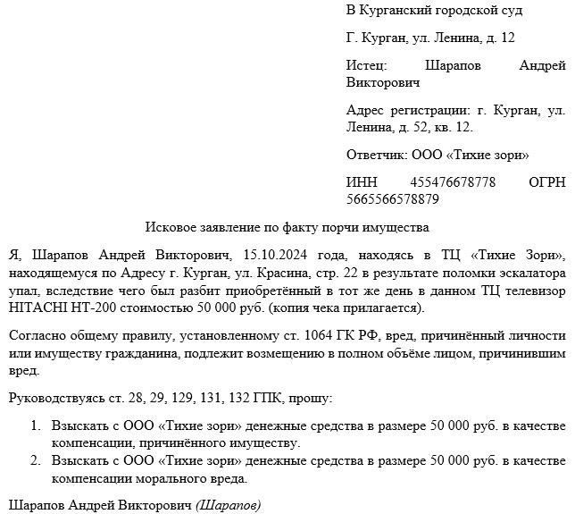 Инструкции по составлению иска