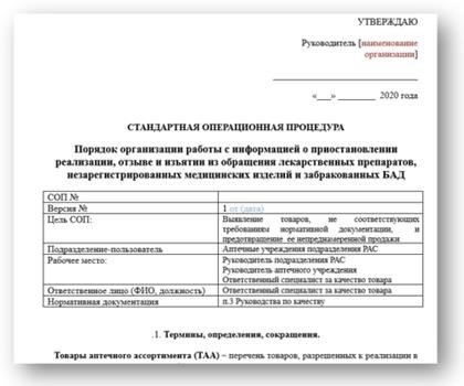 Примеры процедур в аптеках